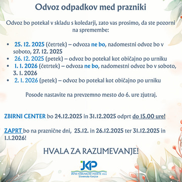 Delovni čas med prazniki