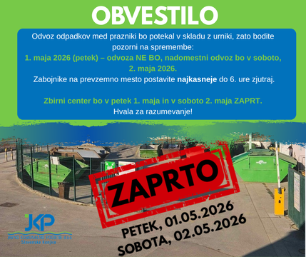 Odvoz odpadkov 1. in 2. maj